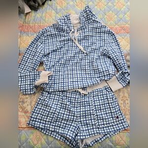 Champion Blue and White Checkered Hoodie and Pants Set